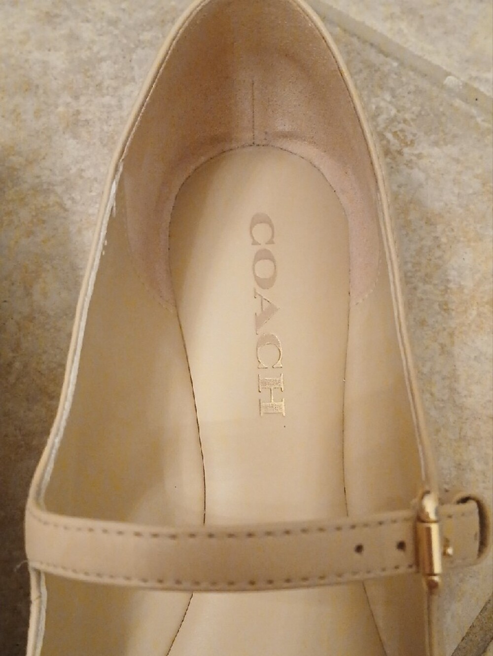 Coach Beige and Black Patent Toe Mary Jane Flats - Picture 3 of 11